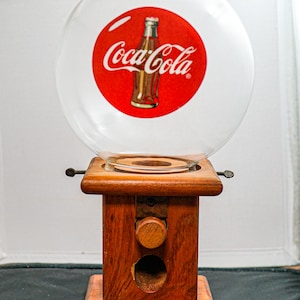 Vintage Coca-Cola Globe Glass & Wood Candy, Gumball, Nut Dispenser  Collectible