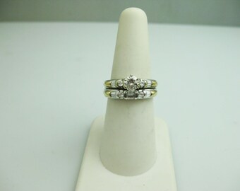d880 Gorgeous 14kt Two Tone Diamond Wedding Set