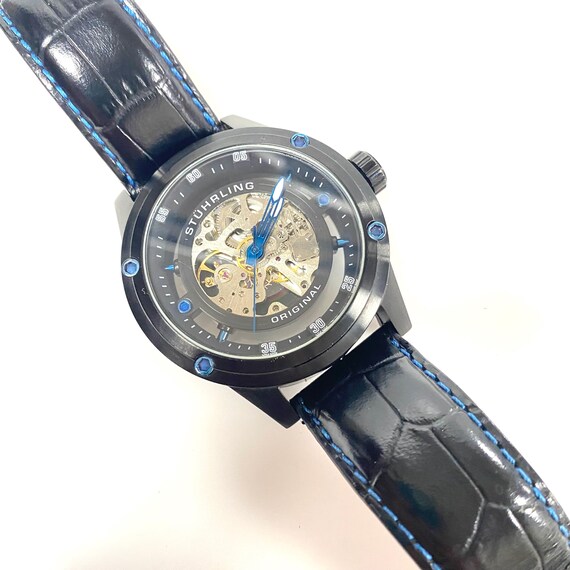 v785 Stührling Original Zolara 360 Sport Automatic Open Skeleton Wrist Watch View 6