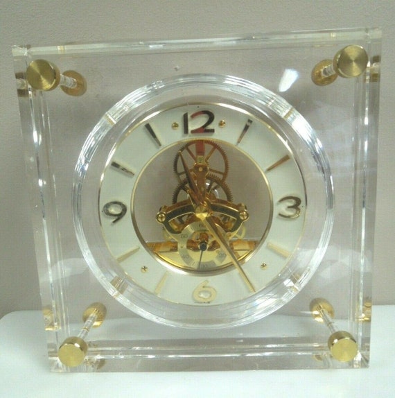 R007 Seiko Vintage Quartz Mantle Desk Lucite Skeleton Clock - Etsy Hong Kong