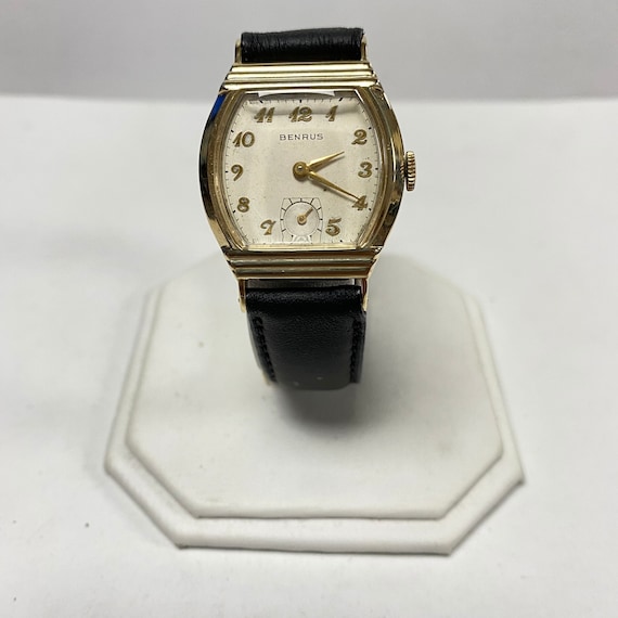 f749 Vintage Benrus Swiss Men's Wrist Watch Stain… - image 1