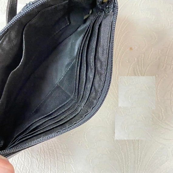 M341 Vintage Coach Black Leather Mini Wristlet Bag Card Cosmetic 