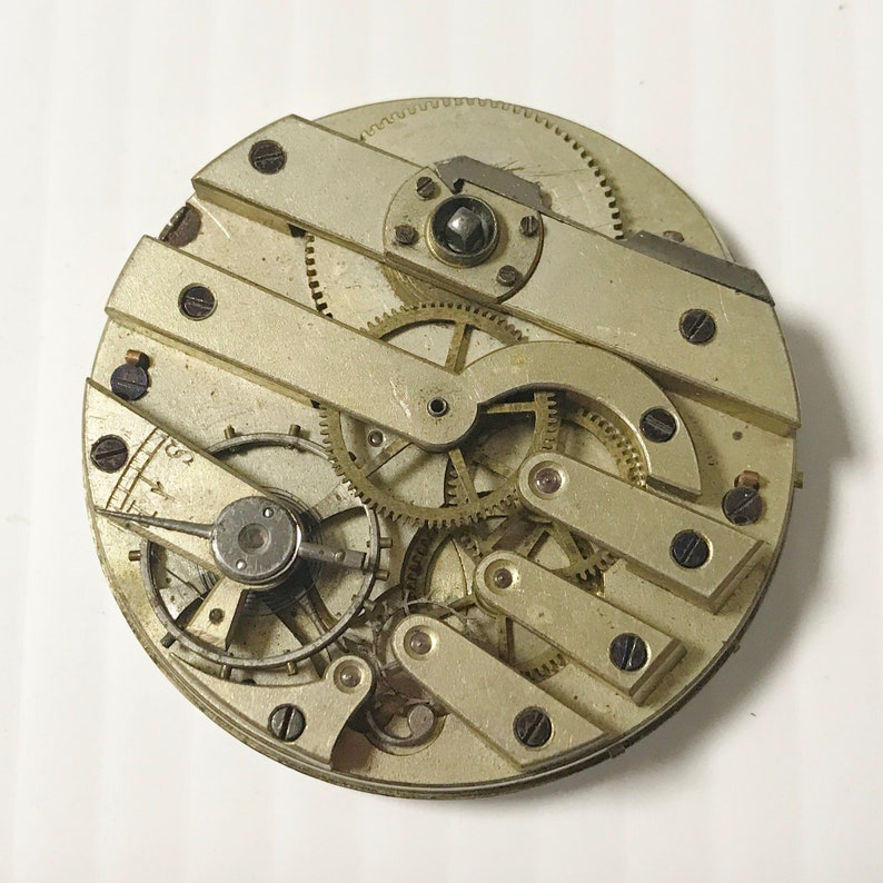 e909 Antique Complete Watch Movement for Parts or Repair T-wind image 3