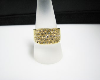 c958 Unique Wide Band 18k Yellow Gold Pave Diamond Ring