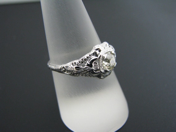 a515 Stunning Vintage Filigree Diamond Ring in 18… - image 2