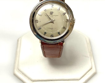 v018 Vintage Girard Perregaux Mechanical 14K White Gold 17 Jewels Wrist Watch