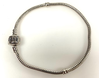 v422 Pandora 925 Sterling Silver Snake Chain Charm Bracelet 8.5" Long