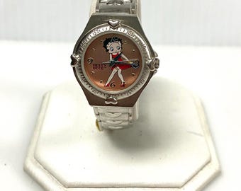 v865 Vintage Valdawn Betty Boop Stainless Steel Japan Quartz Women's Wristwatch