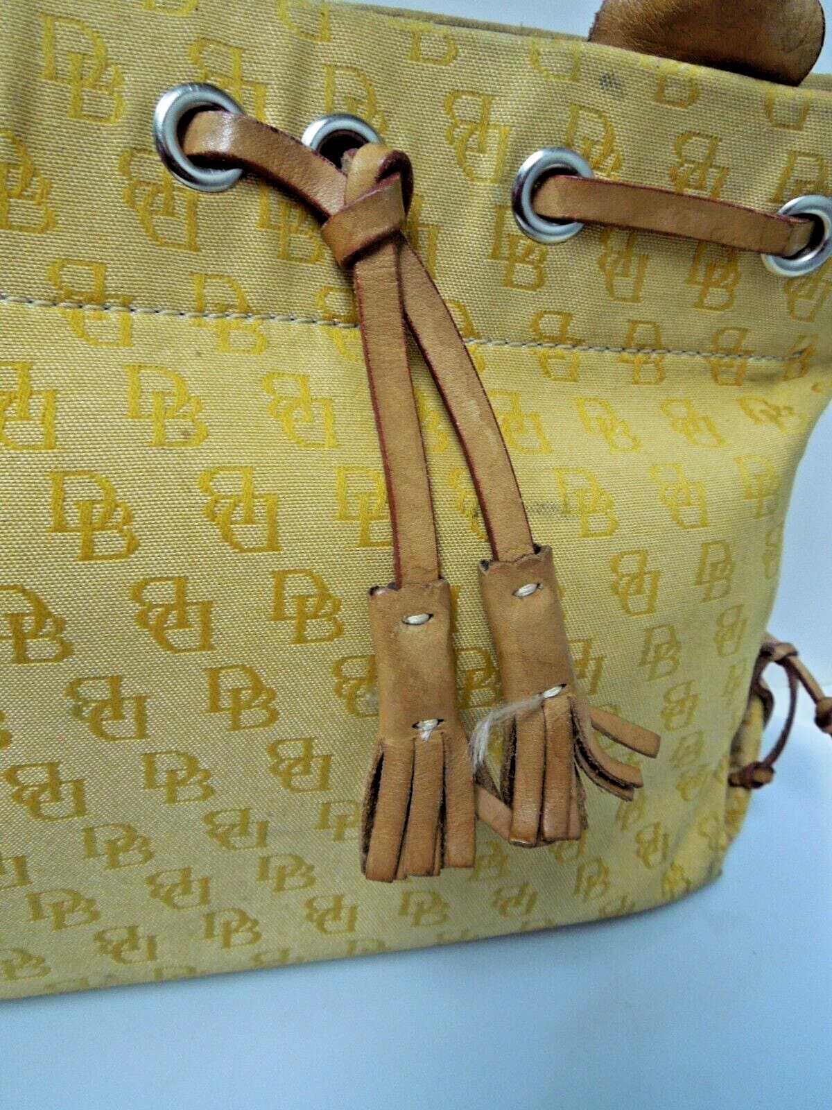 S805 Dooney & Bourke Signature Yellow Tassel Top Handle Tote