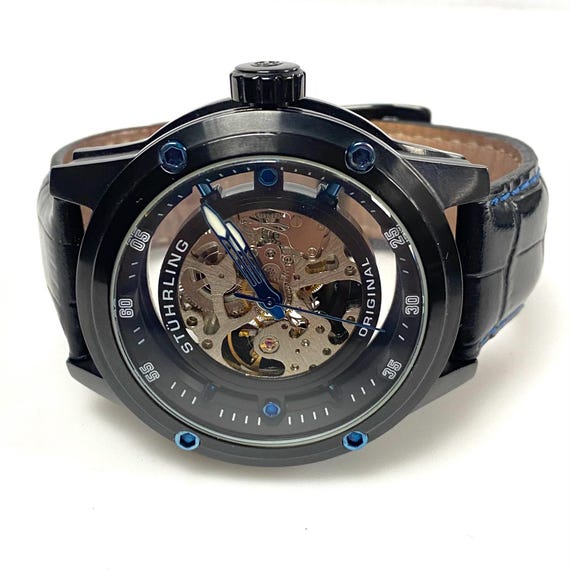 v785 Stührling Original Zolara 360 Sport Automatic Open Skeleton Wrist Watch View 3