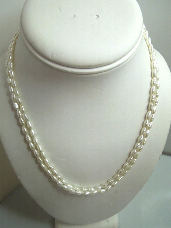s307 Vintage White Seed Pearl Long Necklace - image 3