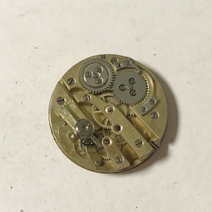 Puede incluir: Primer plano de un movimiento de reloj de tono dorado con engranajes intrincados y un v&aacute;stago de cuerda de tono plateado. El movimiento est&aacute; expuesto y visible, mostrando el funcionamiento interno del reloj.