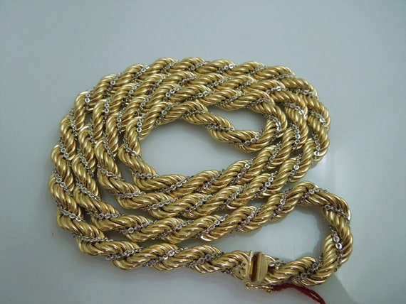 g785 Stunning Unisex 14kt Yellow Gold 28" Rope Ne… - image 3