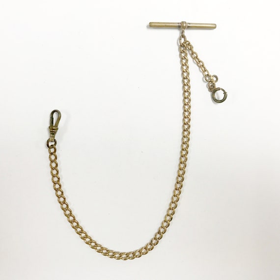 e760 Antique Gold Filled Vest Pocket Watch Chain … - image 1