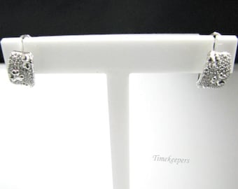 c907 Vintage 14k White Gold Pierced Earrings with Diamonds