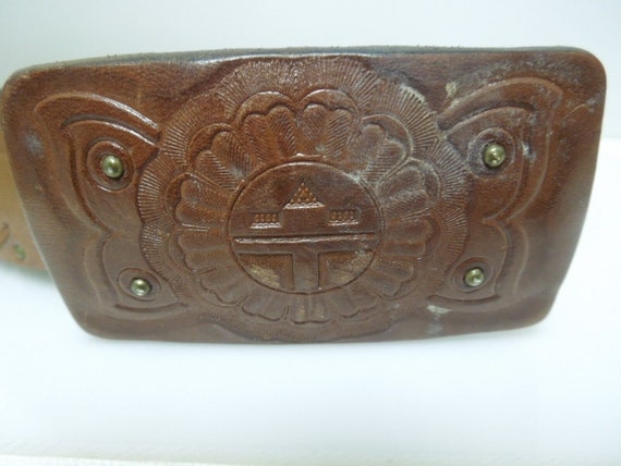 s513 Vintage Southwestern ZUNI Hand Tooled Leathe… - image 1