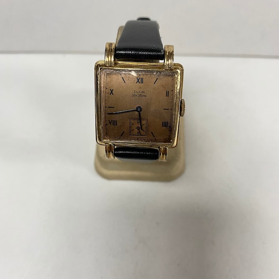 M026 Vintage Elgin Deluxe USA 10K RGP Bezel Mechanical  display picture 2
