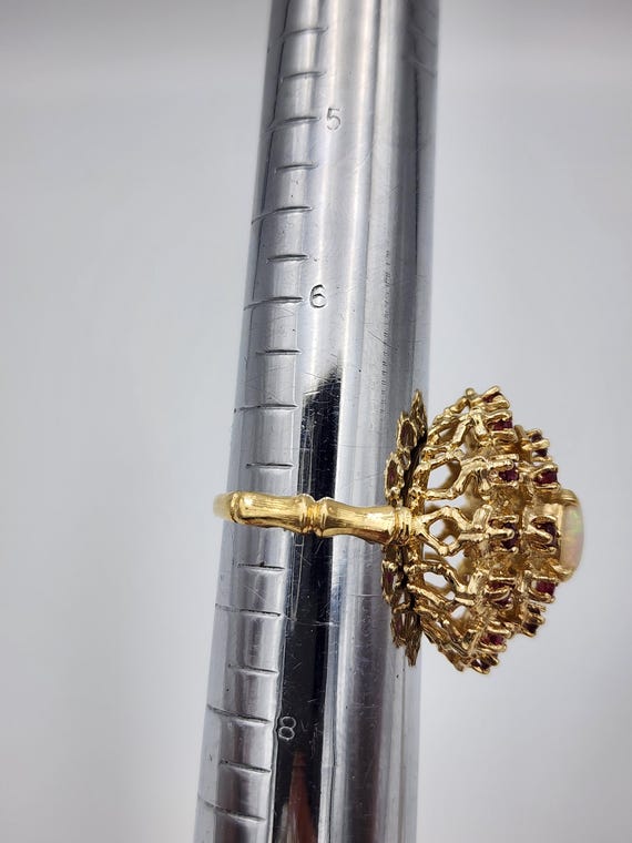 u973 Pretty Ruby and Opal Cluster Ring set in 14k… - image 6