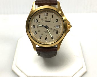 LL Bean Vintage Gold Plated Quartz Wrist Watch 150FT 34mm 85323XY