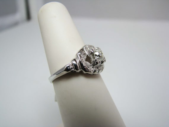 b206 Beautiful 10kt White Gold Vintage Diamond ri… - image 2