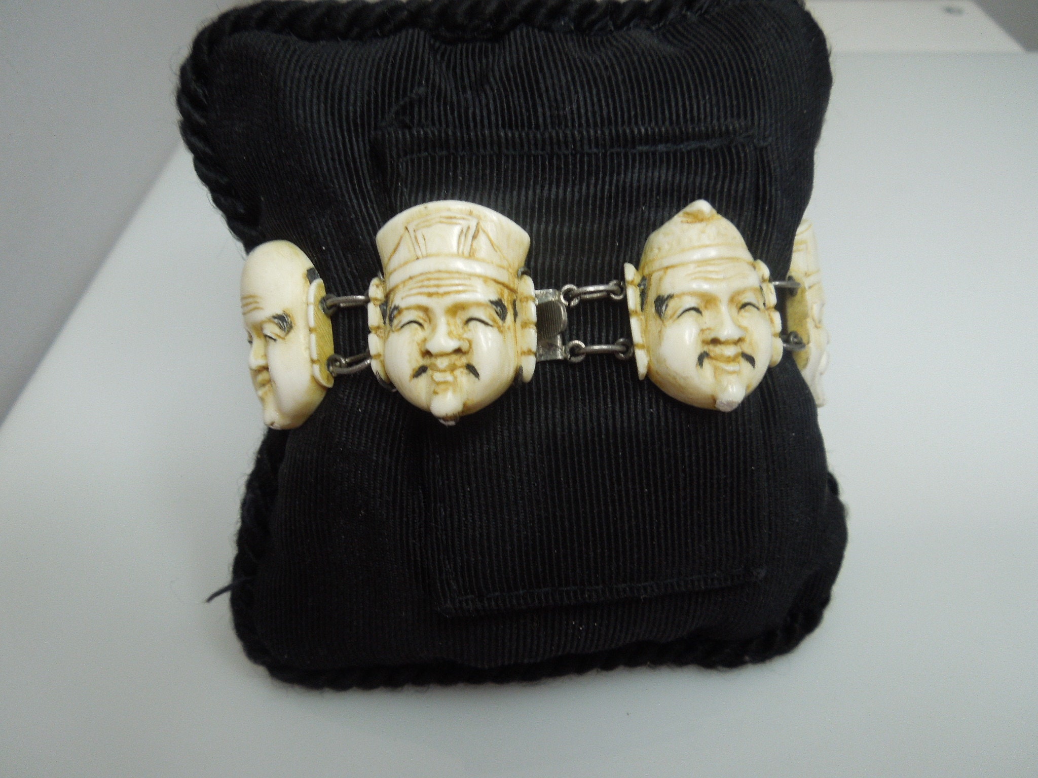 Q233 Vintage Japanese Silver & Carved Seven Lucky Gods Q233 Vintage Japanese Silver & Carved Seven Lucky Gods