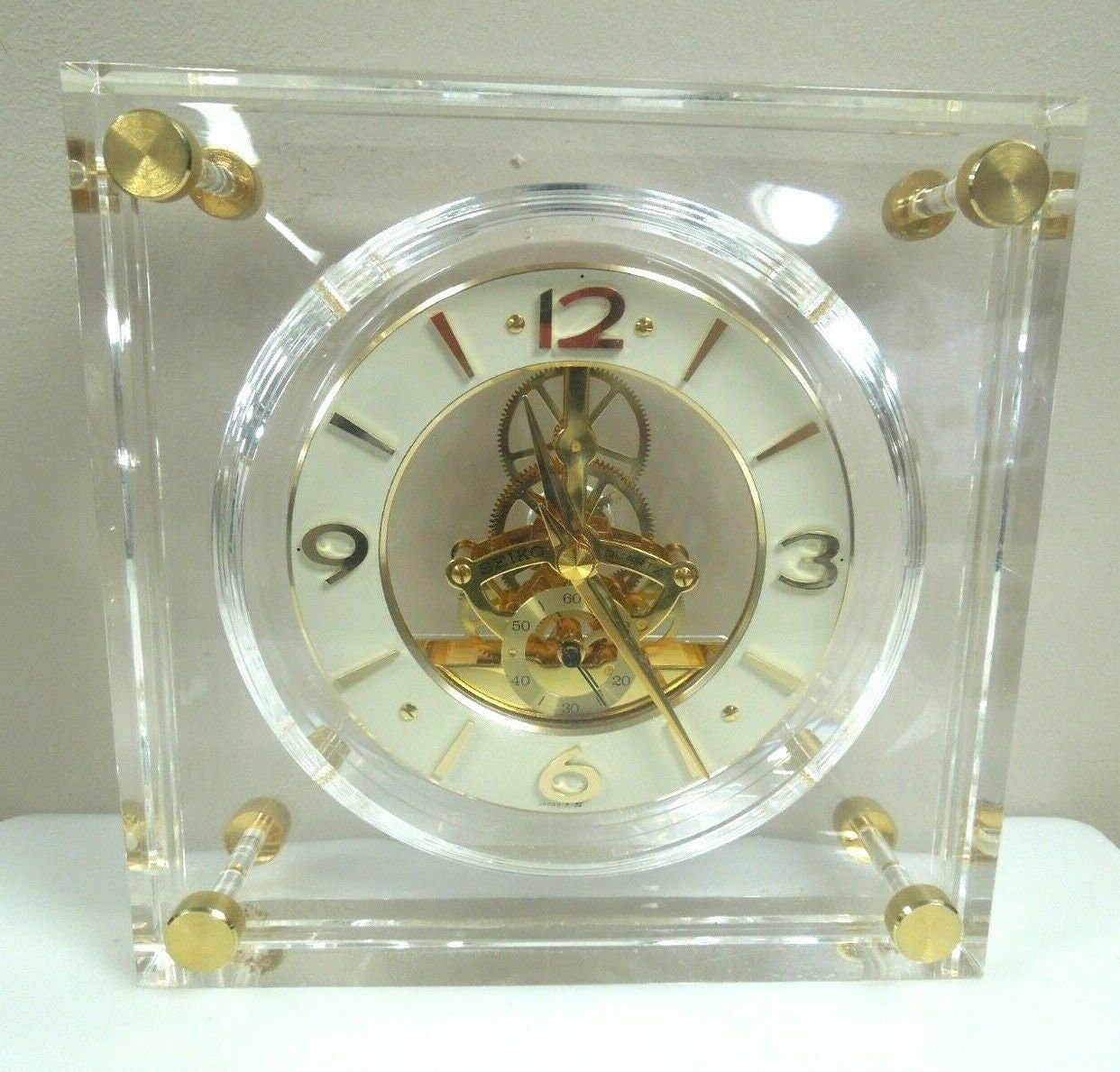 R007 Seiko Vintage Quartz Mantle Desk Lucite Skeleton Clock - Etsy