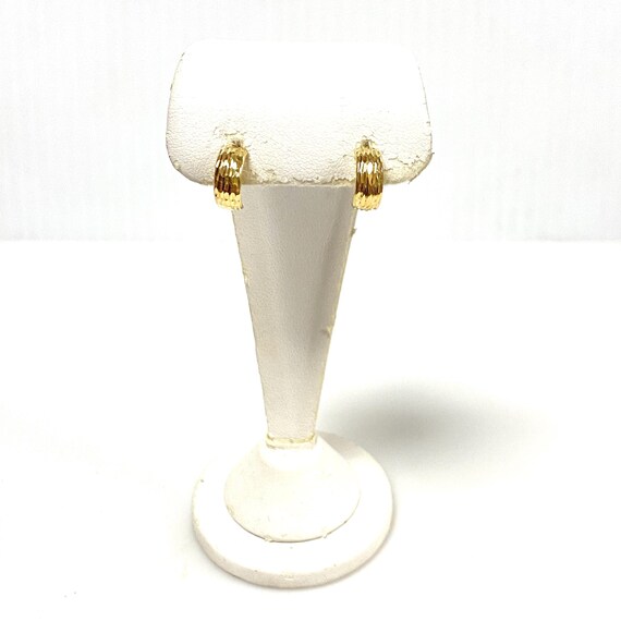 v868 Vintage 10k Yellow Gold Textured Chunky Hoop or Half-hoop Earrings