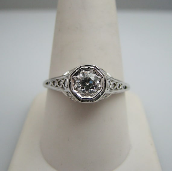 d972 Exquisite 18k White Gold Diamond Engagement … - image 1