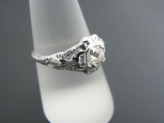 a515 Stunning Vintage Filigree Diamond Ring in 18… - image 3