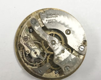 e889 Vintage Principal Swiss 7J Pocket Watch Movement for Parts or Repair