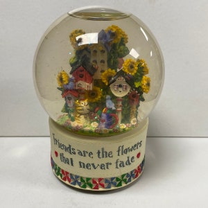 m069 Vintage Sunflower Glass Snowball Music Box &quot;You&#39;ve got a friend&quot; Tune