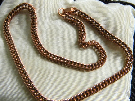 h763 Nice Vintage Medium Copper Curb Link Necklac… - image 5