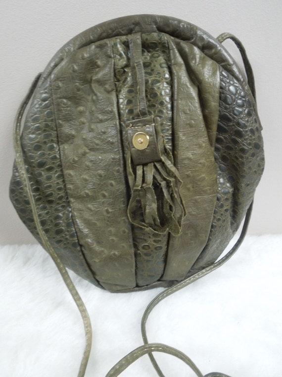 q899 Vintage Bags By Hala Gray Snakeskin Embossed… - image 7