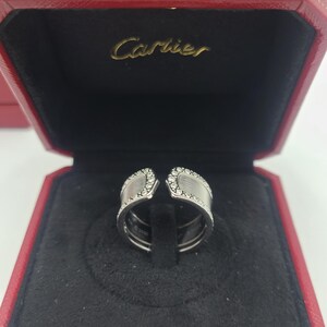 m698 Stunning Unisex Cartier Double C de Cartier 18kt White Gold Diamond Band