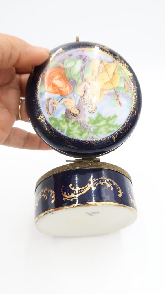 t499 Antique Austria Porcelain Jewelry Trinket box - image 4