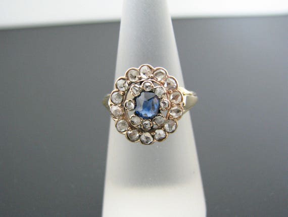 c644 Stunning Vintage Ring with Center Sapphire a… - image 1