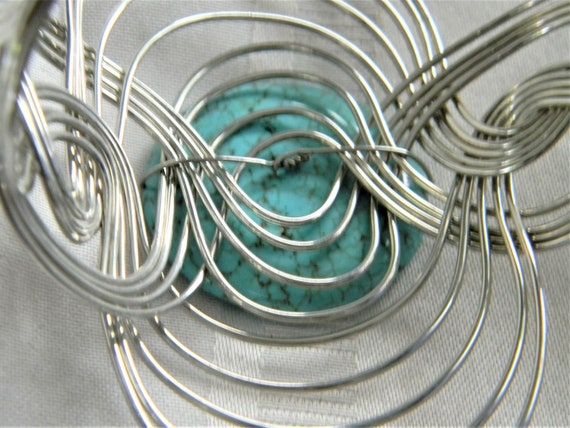 p355 Beautiful Woven Silver tone Wire Cuff Bracel… - image 5