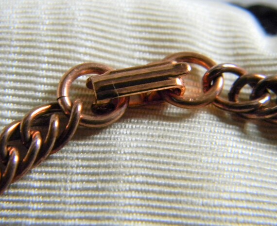 h763 Nice Vintage Medium Copper Curb Link Necklac… - image 3