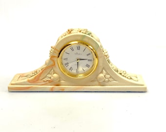 v618 Reloj de sobremesa vintage Aynsley de porcelana Portlandware de cuarzo en miniatura