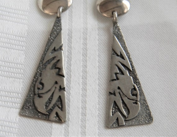 h980 Nice Sterling Silver Stud Eagle Dangle Pierc… - image 3