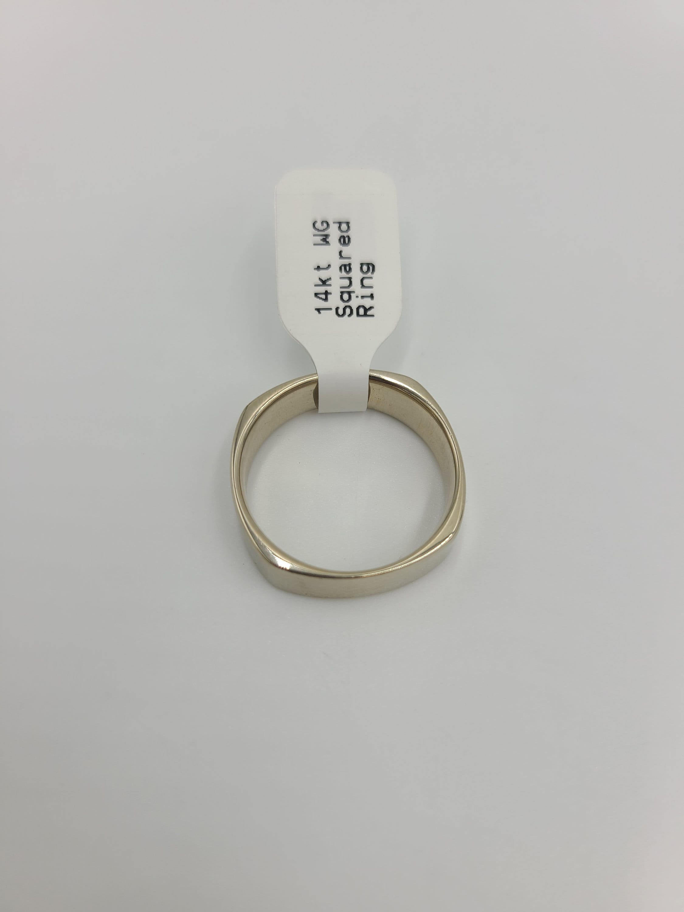 K671 Simple Unisex 14kt White Gold Squared Wide Wedding Band