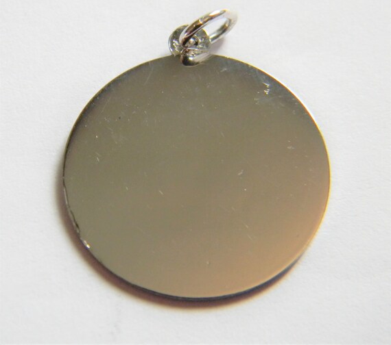 h815 Cute Sterling Silver Round Charm or Pendant with Happy Birthday Embossed View 4