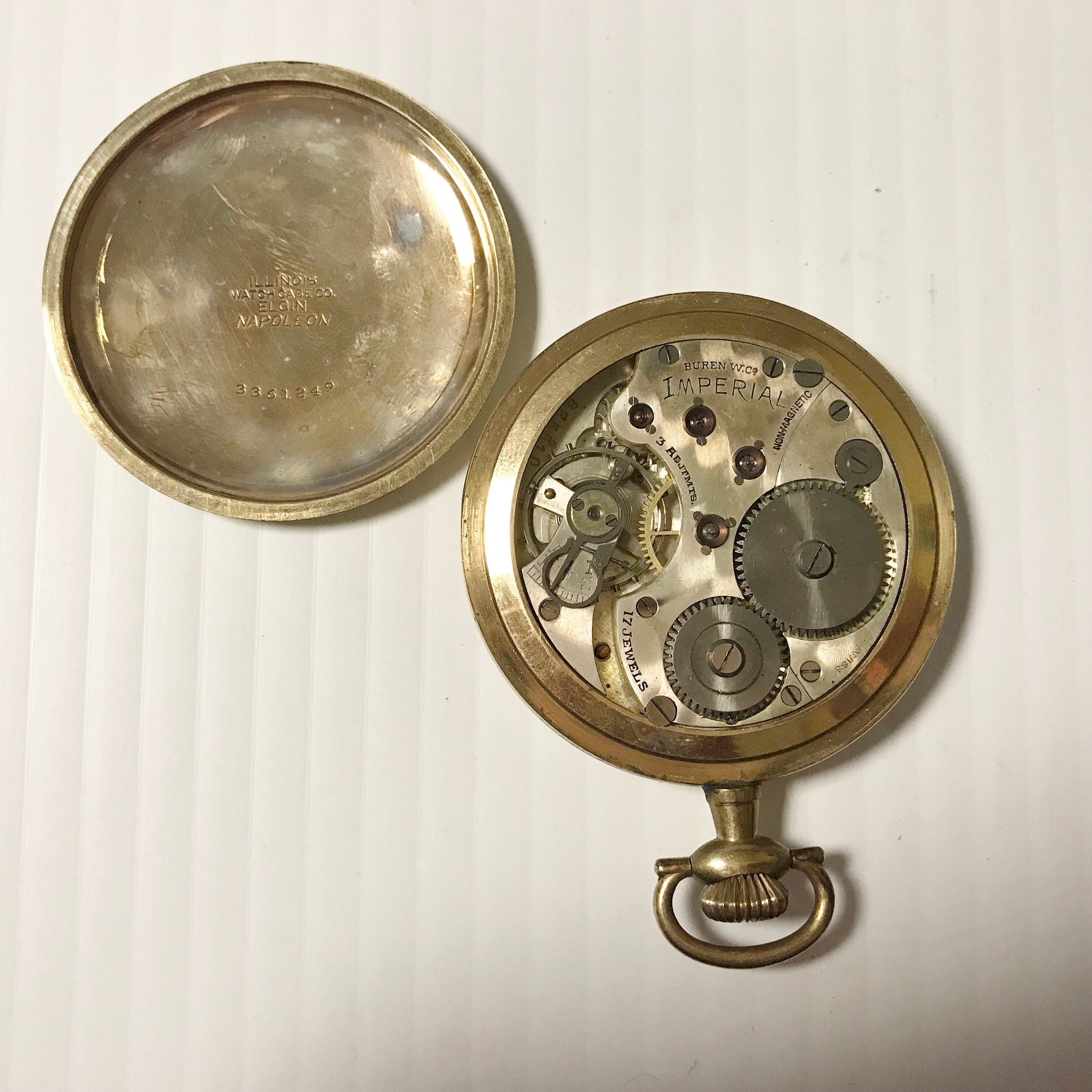 F077 Antique Imperial Gold Filled Hand Wind Pocket Watch 17J Elgin Napoleon Case Etsy