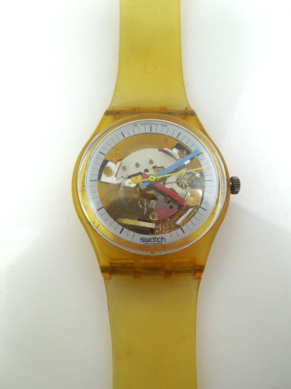 BRAND NEW COND. \'85 SWATCH WATCH Jelly Fish GK100 Original 1st Edition VINTAGE Rare Swatch Watch Jelly Fish 1985 GK100 VINTAGE | eBay main image 4