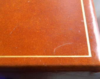 H736 Vintage Brown Men's Jewelry Box With Tan Felt Interior