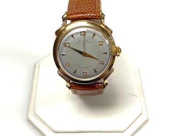 V482 montre-bracelet pour homme Elgin Automatic Shockmaster vintage des années 50, remplie d'or 10 carats