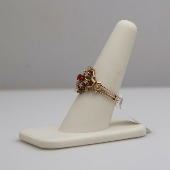 d513 14kt Yellow Gold Diamond & Ruby Ring - image 2