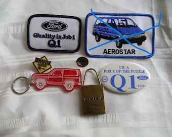 p299 Lot of SIX Ford Items Patches, Keychains, and Button, Pin