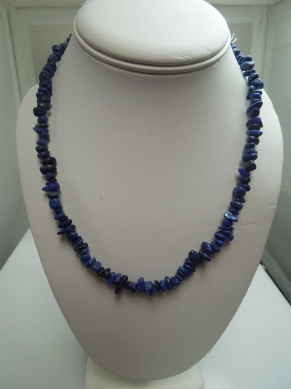 q364 Beautiful Lapis Lazuli Crystal Necklace with… - image 1