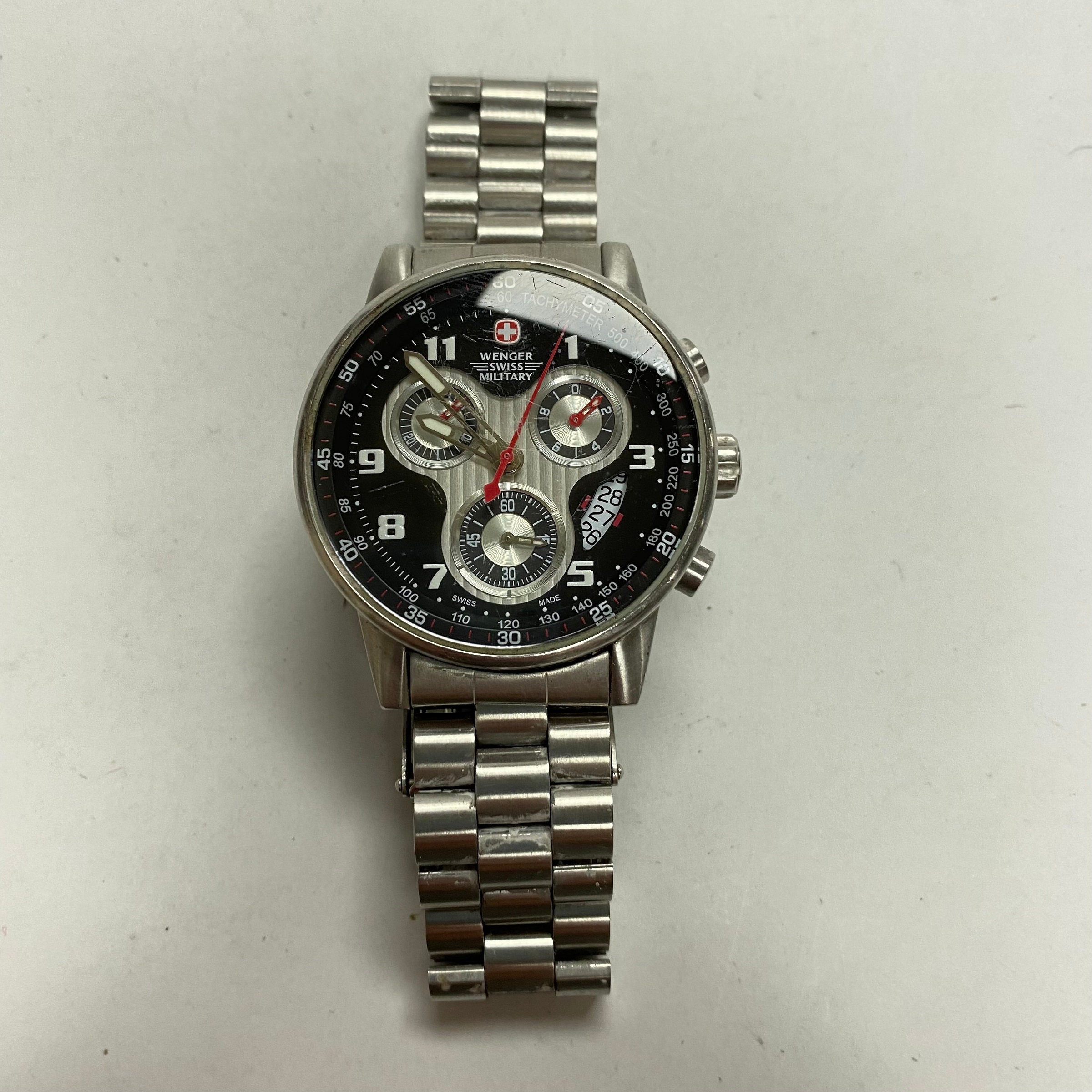 M212 Wenger Swiss Military Tachymeter Stainless Steel Unisex Men's